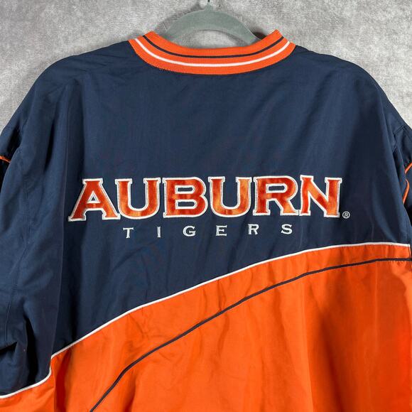 Auburn Tigers Jacket Men Large Orange Blue Pullover Side Zip Fleece Lined Sports - Picture 1 of 12